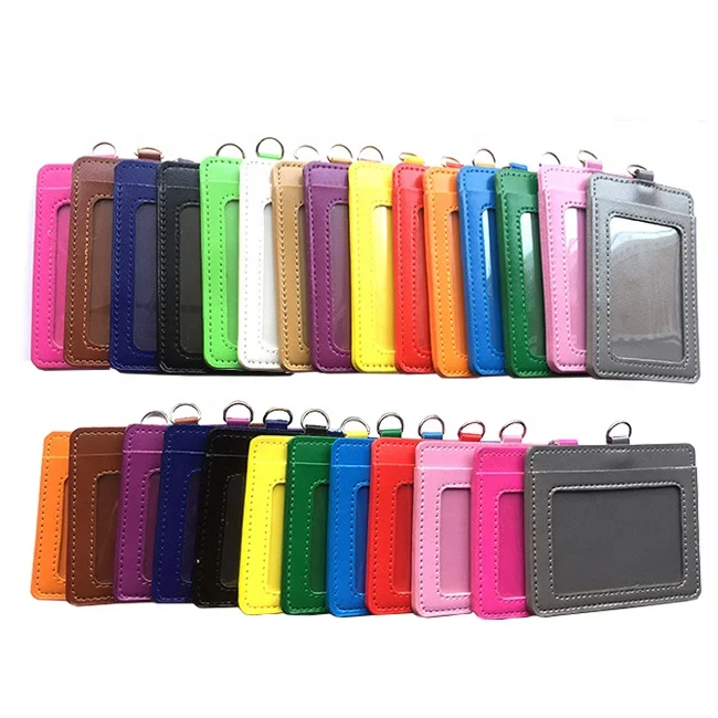 custom logo gift leather bus card holder wallet cardholder zipper student employee id card case pocket pu leather card holder