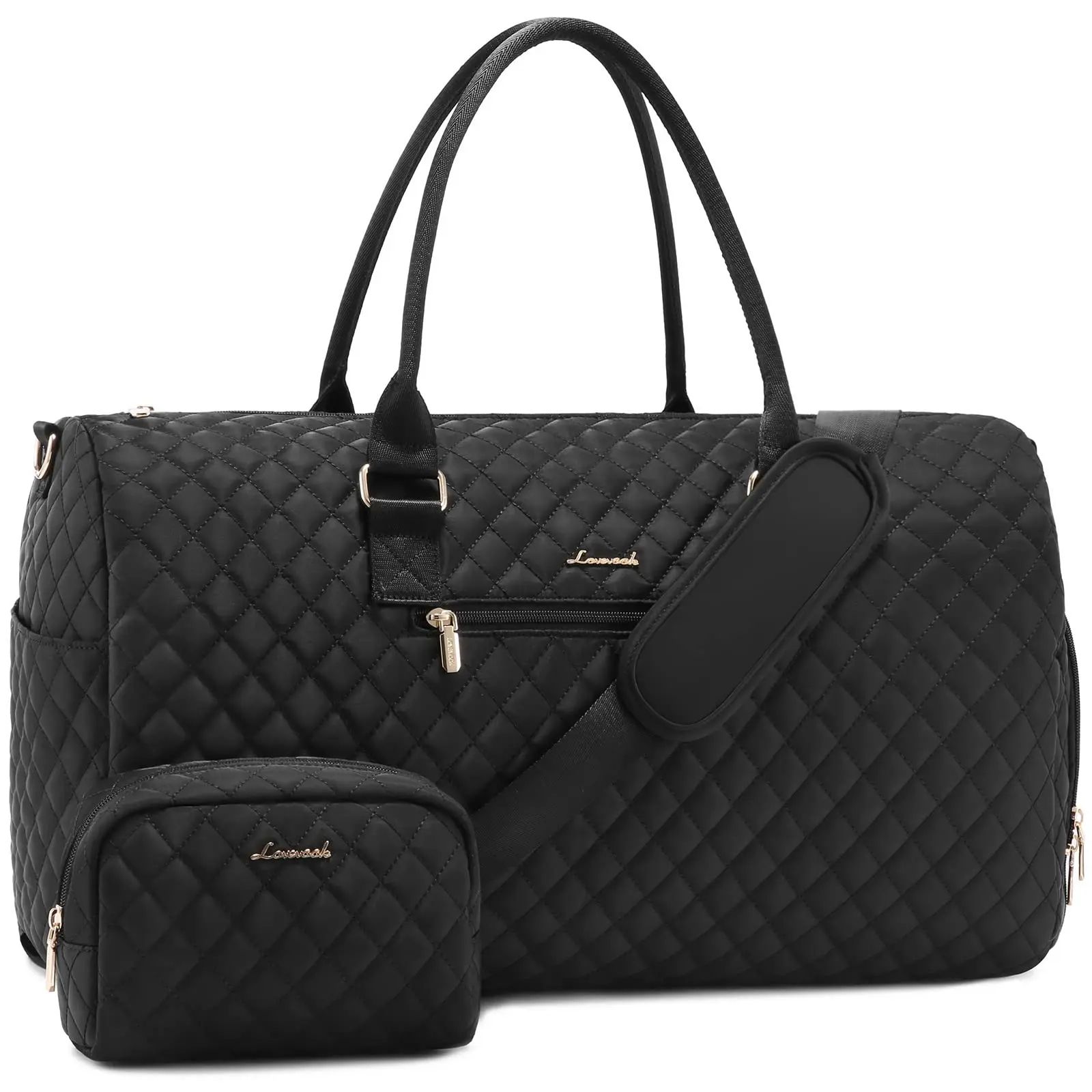 Women Designer Hospital Gym Duffel Overnight With Toiletry Pocket Shoulder Crossbody Leather Large Quilted Travel Weekender Bag