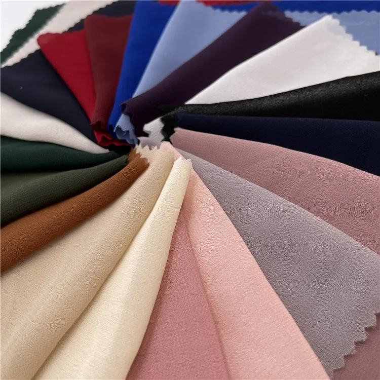 Ready to ship best price 100% polyester cationic chiffon crepe plaid fabric for blouse and dress