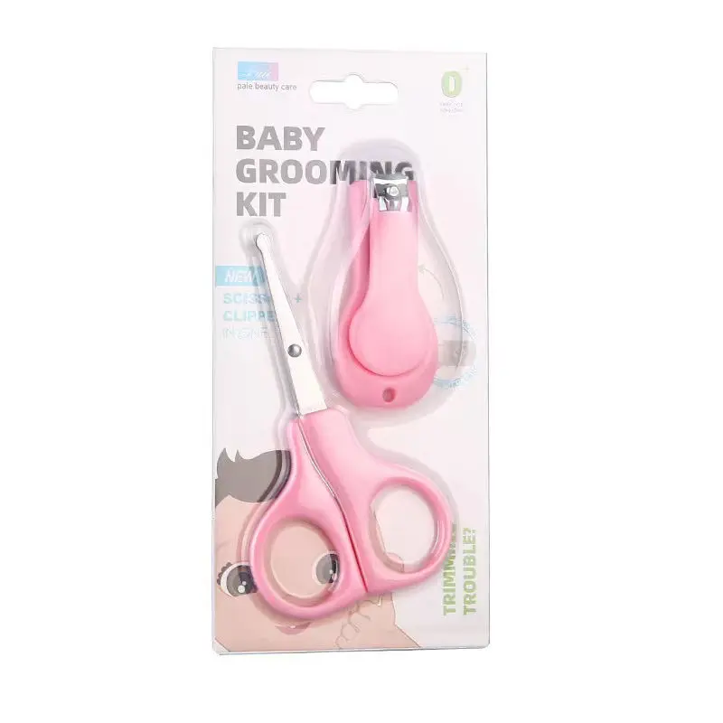 2pcs Cute Safety Baby Nail Trimmer Set with Nail Scissors & Clipper for Nail Care Manicure