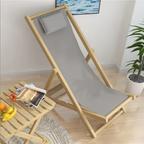 K&B wholesale high quality foldable wooden sea beach chairs adjustable height portable sun lounger beach chair