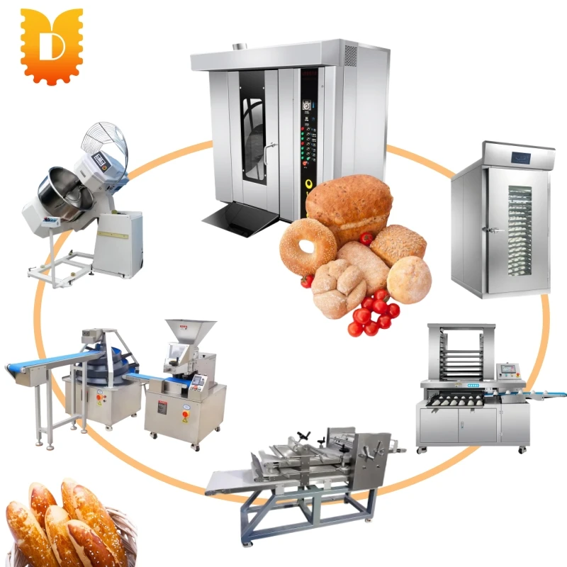 Free Shipping Complete Automatic Bread Production Line Dough Mixer Dough Divider Round Baking Equipment Bread Convection Oven