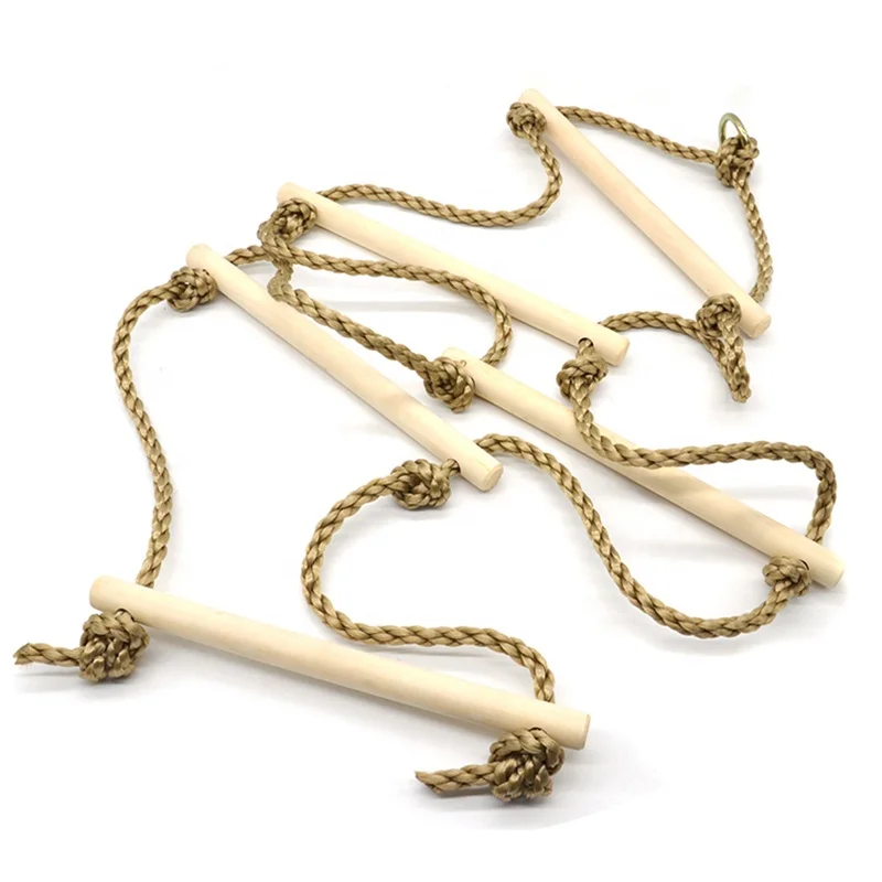 Children outdoor Wooden Climbing Rope ladder with 5 rungs