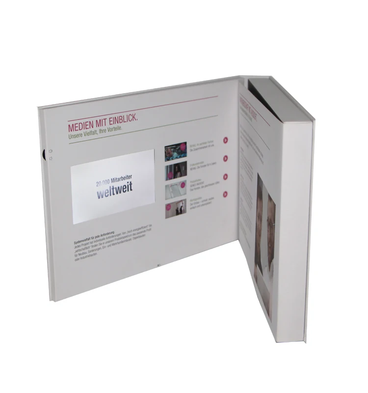 graphics card postcard  lcd display box 5 7 inch booklet with screen customize digital video brochure surprise box for kids