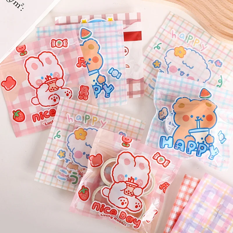 Cartoon Food Storage Small Sealed Bag Bear Gummy Dried Fruit Cashew Nuts Candy Cookies Packaging Small Plastic Bag With Zipper