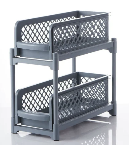 Multifunction Stackable Kitchen Shelf Organizer Shelves Plastic Storage Rack for Kitchen or Bathroom