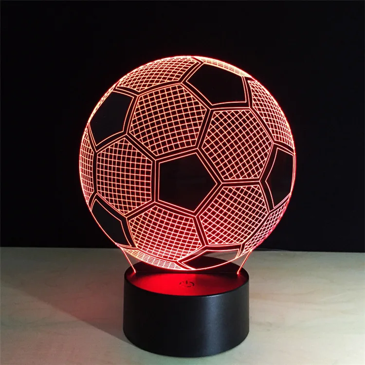 Wholesale 3d lamp acrylic usb led night football acrylic 3d lamp base led 7 colors usb touch control light