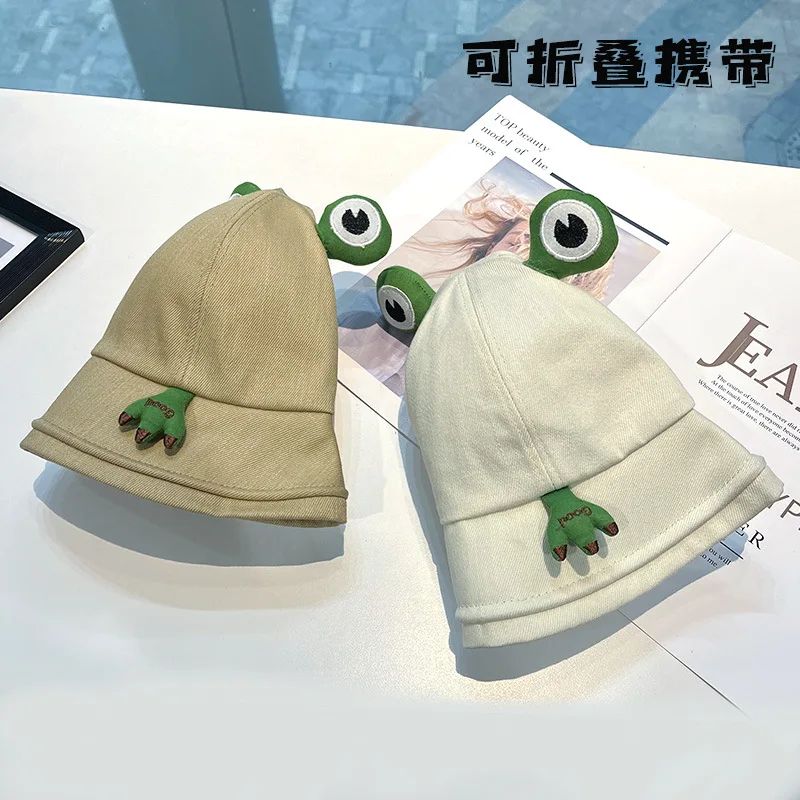 High Quality Spring And Summer Cute Frog Fashion Cotton Fisherman Hat Cartoon Animal Kids Sunscreen Bucket Hats & Caps