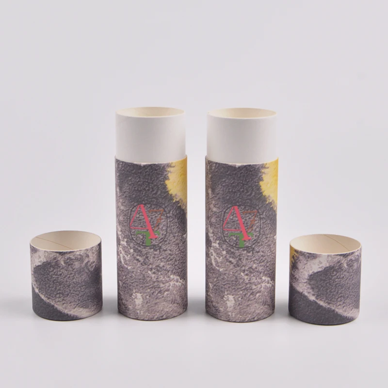 Eco friendly cylinder lipstick powder eyebrow brush bamboo with paper tube  packaging light pink stick deodorant