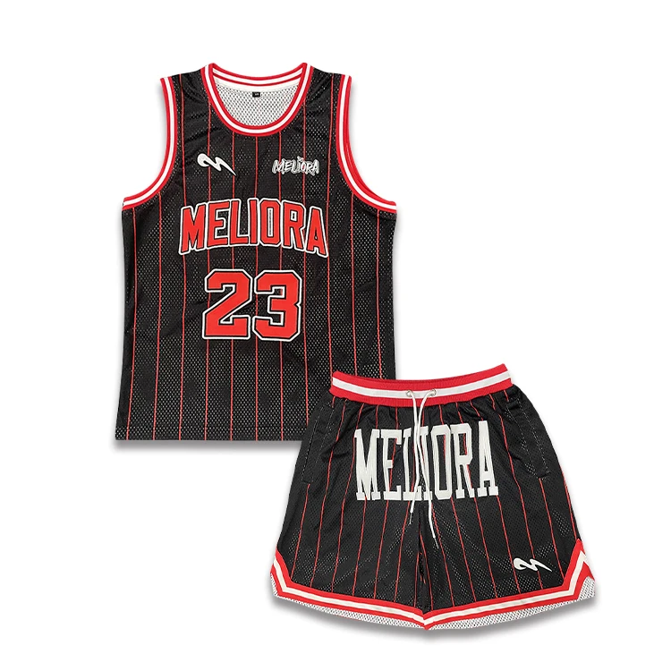 Custom Mesh Sports Wear Embroidery Logo And Name Black Team Youth Basketball Uniform