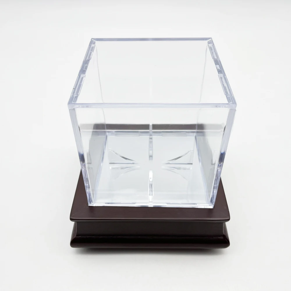 Mirror wood base Baseball Display Case, UV Protected Acrylic Cube Baseball Holder Square Clear Box