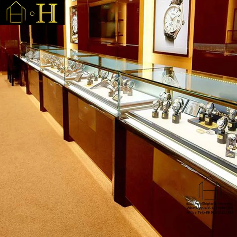 Simple Watch Store Equipment Wooden Glass Watch Display Cabinet And Showcase