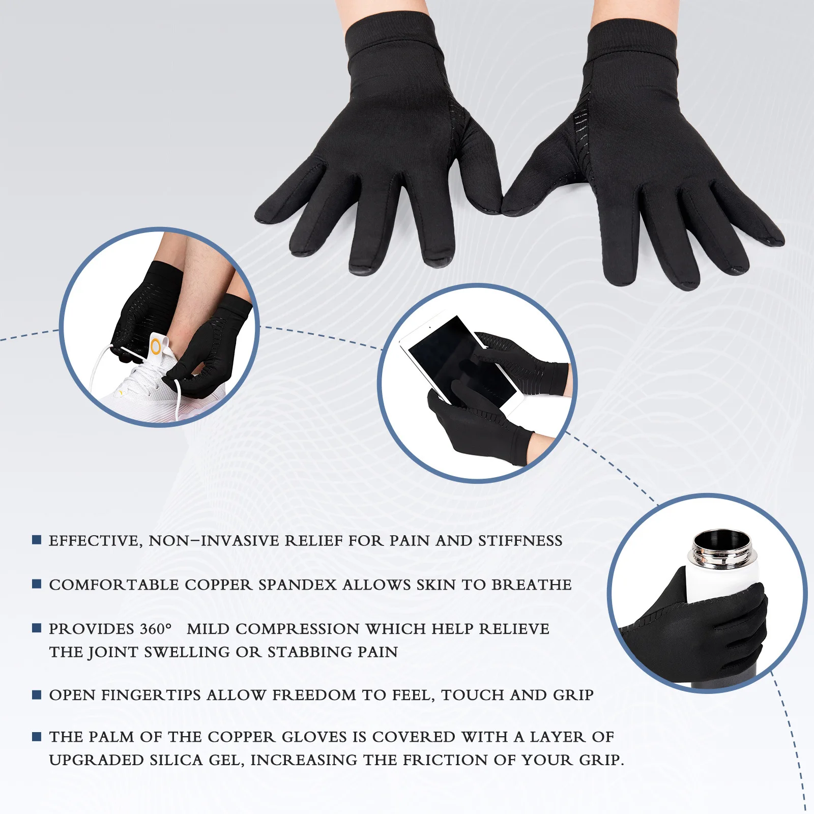 Top Selling Touching Screen Full Finger Compression Gloves  Thermal Compression Sport Gloves