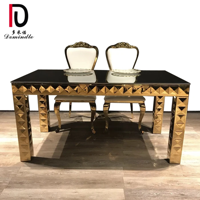 unique design stainless steel mirror glass table dining table for wedding