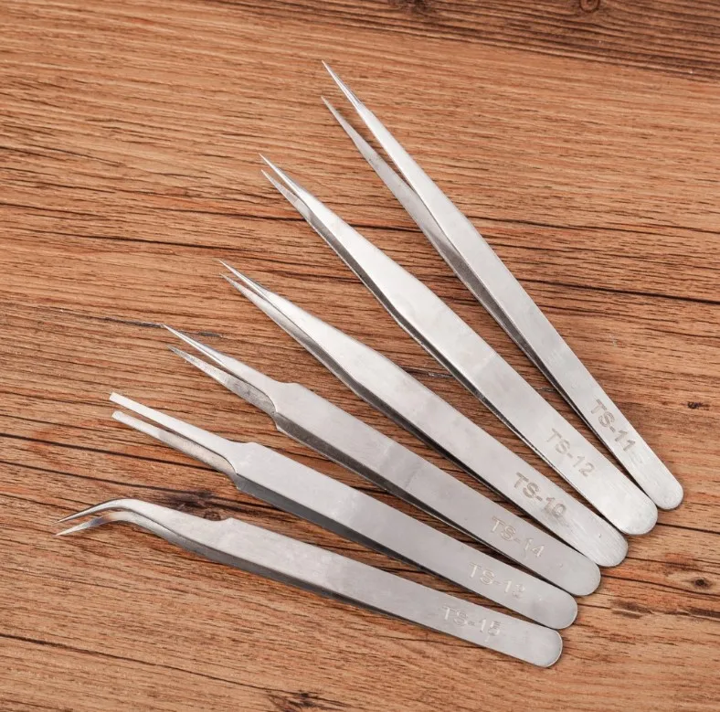 12cm Anti static Tweezer Stainless Steel tweezers Tip Flat head Elbow Round head Wide flat head