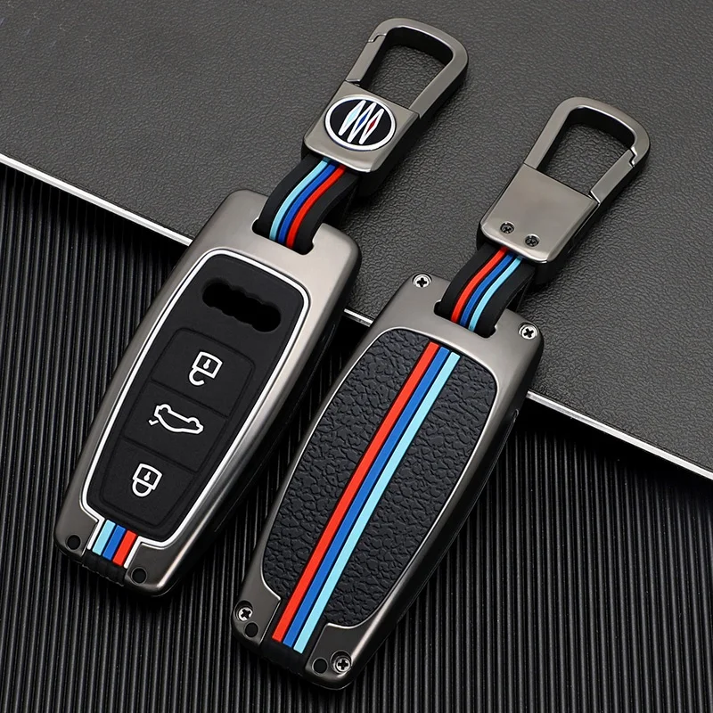 Zinc Alloy Silicone Car Key Case Fob Cover Smart Key Shell Holder Fit for Audi A6L A6 A7 A8 A4 C8 Q8 Q5 D5 E-tron