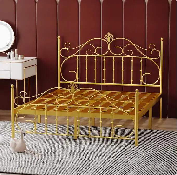customized bed frame king size gold iron bed metal king size bed frame for hotel