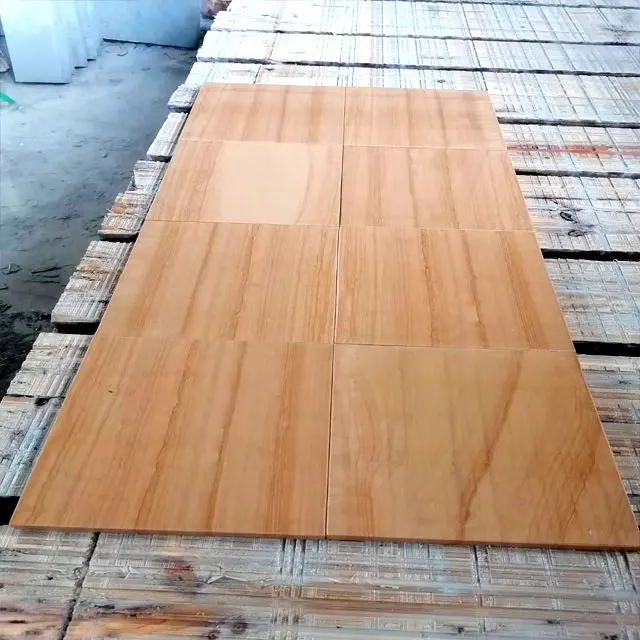 Sale Landscape Wall Cladding Stone Teak Sandstone China Yellow Wood Vein Sandstone slabs for sale