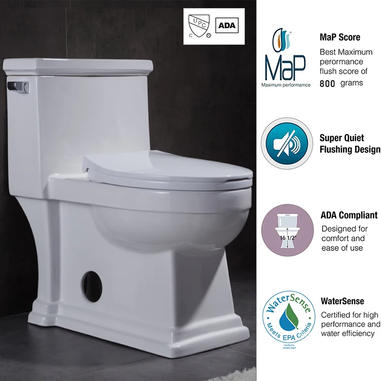 OVS CUPC North America Sanitary Wares Toilets Elongated Bathroom Commode Toilets One Piece Ceramic Chaozhou