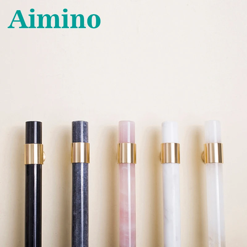 AIMINO  RTS  Pink Grey Green White Marble Handle Kitchen Handles Marble Knobs