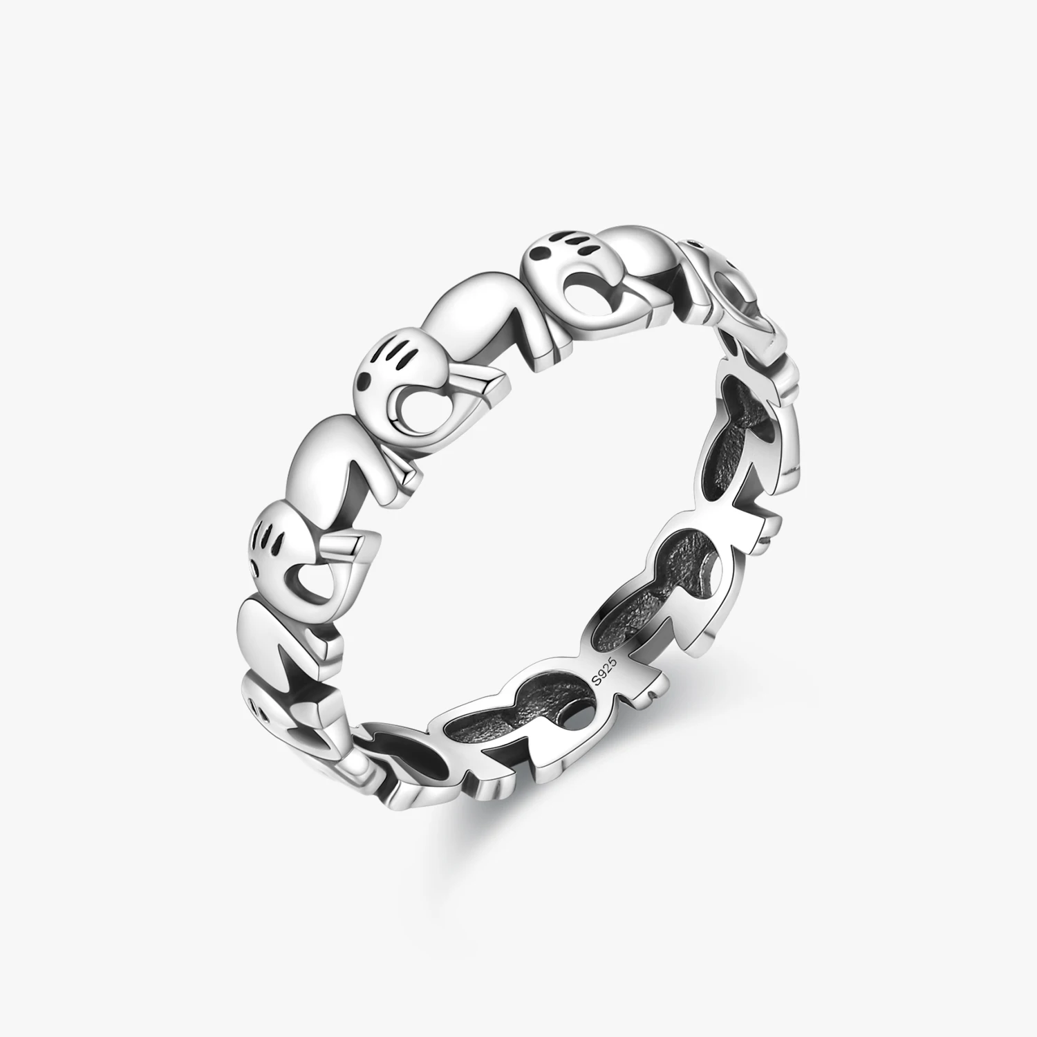 925 Sterling Silver Trendy Delicate Elephant Stackable Eternity Bands Rings For Women Party Fine Jewelry Accessories