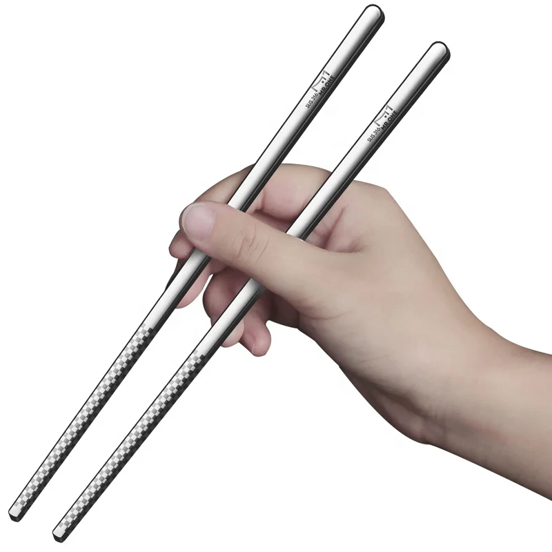 Hot Wholesale 316 Stainless Steel Reusable Chopsticks 10 pairs chinese steel chopstick for home kitchen