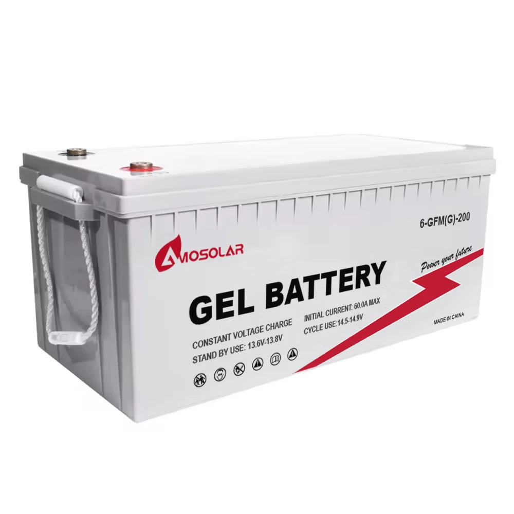 Amosolar Lead Acid Battery 12V 100Ah/200Ah Gel Battery for Solar PV Energy Storage System and Inverter Applications