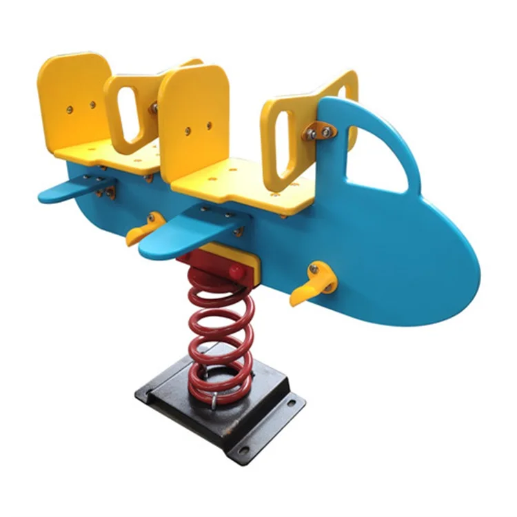 Funny Educational Toy PE Material Cartoon Spring Rider Playground Toy Rocking Horse Plastic Spring Rider