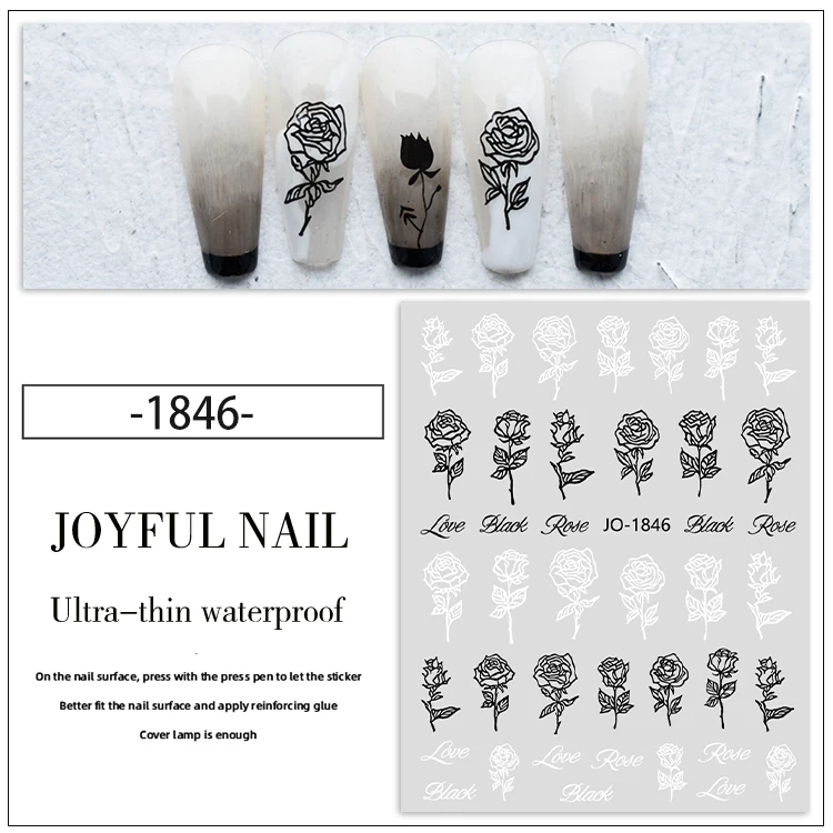 3D nail stickers hand-painted rose Crocodile cross stickers nail art decorative stickers
