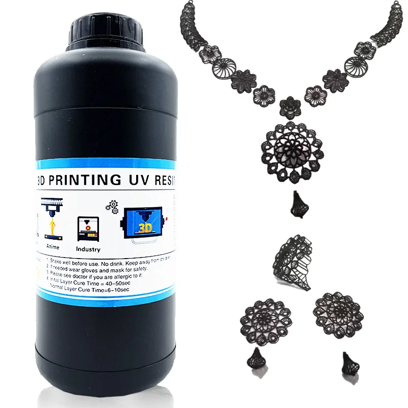 High Precision Smooth Surface Black Color DLP LCD 3D Printing Resin for Jewelry Casting Molds