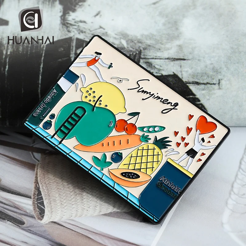 custom black plated enamel logo fruit aluminum alloy metal souvenir fridge magnet