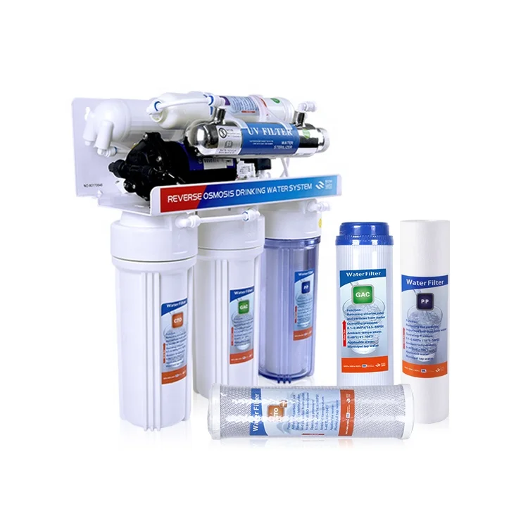 75 GPD 6-Stage Reverse Osmosis Drinking Water Filter with UV RO Water Purifier