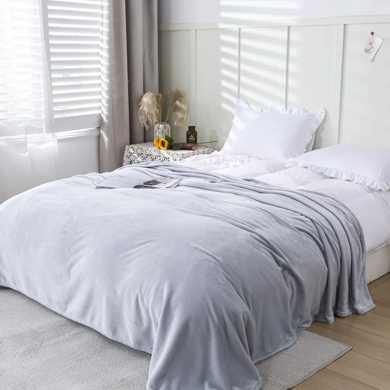 Manufacturer Custom Thick Winter Fleece Plush Throw Double Side Flannel Blanket for Couch 50x60