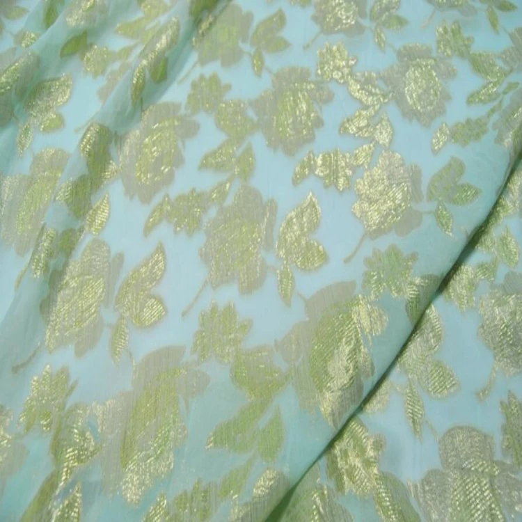 lurex silk fabric colorful metallic jacquard silk chiffon fabric