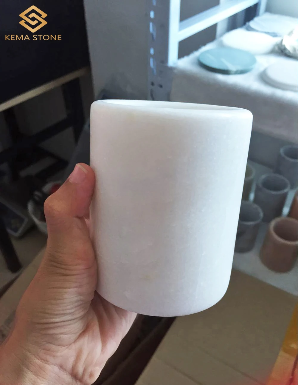 Natural Stone White Marble Candle Holder for Home Decoration