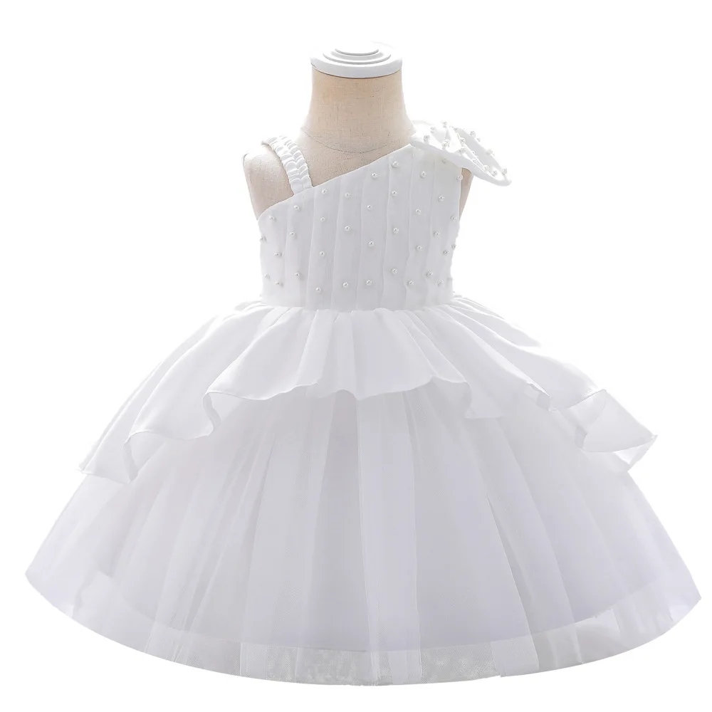 Bow Princess Skirts Beaded Cake Mesh children wear birthday princess dress for 1 year girl clothes kids