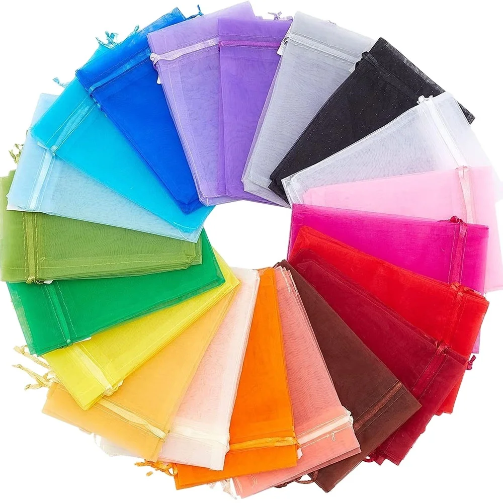 Оптовая продажа, Высококачественная Сумка из органзы с кулиской, Многоразовая Сумка из органзы с индивидуальным принтом для косметики