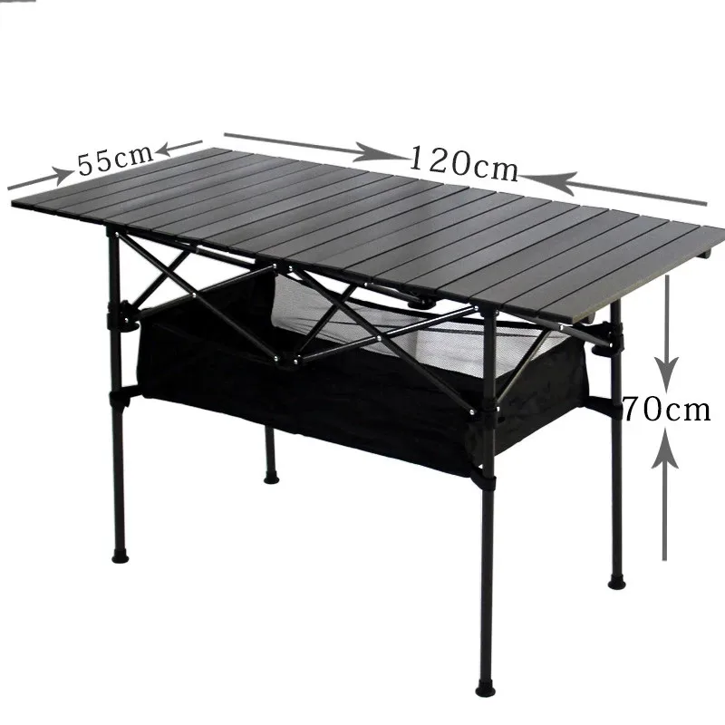 Outdoor Aluminum top seller Wood Roll Table Top Height Adjustable Folding Table