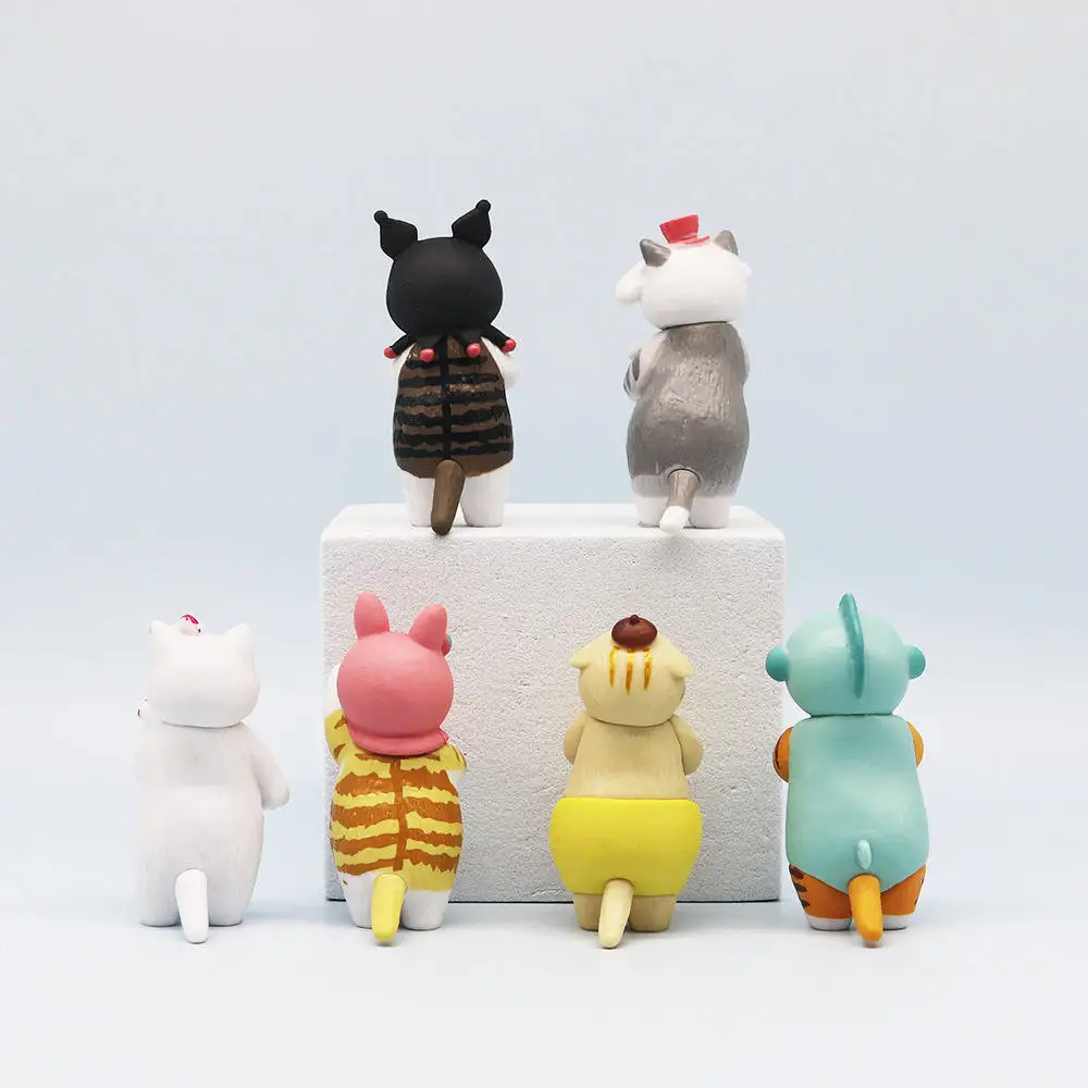 Wholesale Japan Anime 6pcs set Sanrioo Melody Animal Figure Pvc Model Figure Cartoon Kuromi Mystery For Children Toys
