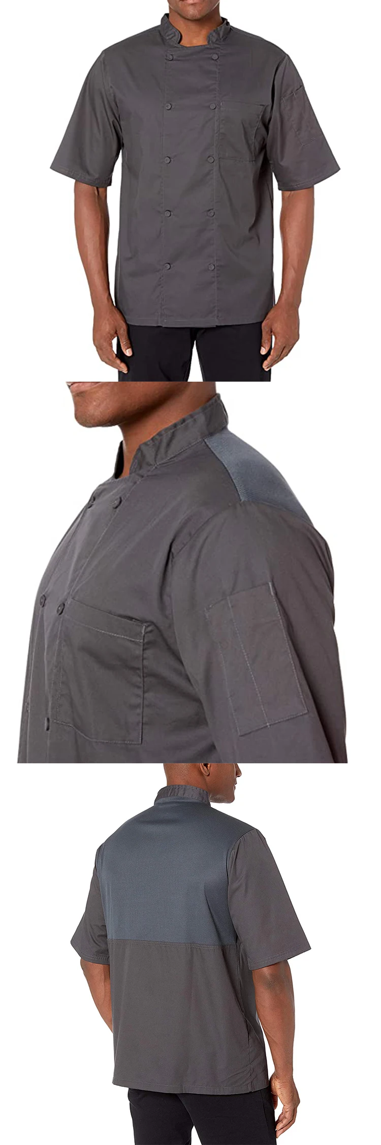 Latest Design High Quality Japanese Restaurant Sushi Pizza Chef Cook Uniform with Fabric Covered Buttons Coats for Sale