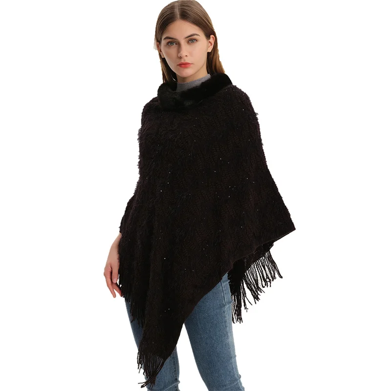 Wholesale Ladies Luxury Designer Fleece Tartan Blanket Poncho With Tassels Women Winter Warm Pashmina Wraps Shawls Cashmere Cape