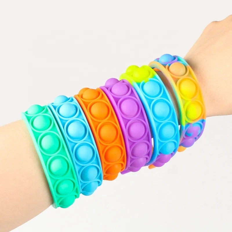 
 Poppet Decompression Push Pop Bubble Silicone Bracelet, Stress Reliever Dimple Squeeze Fidget Sensory Toys for Kids Gift  