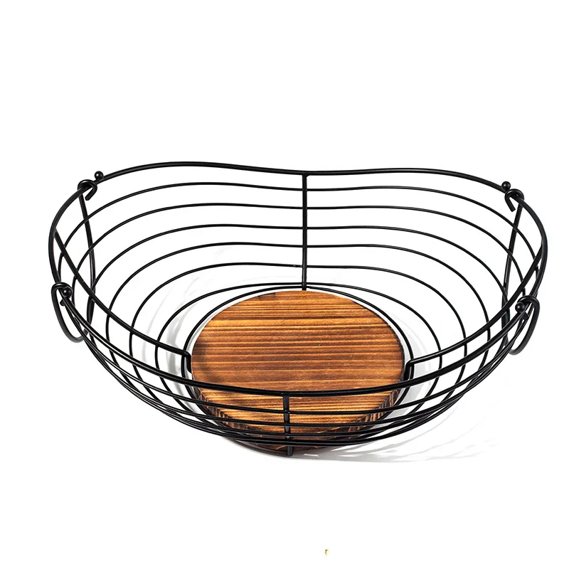 Kitchen Dining Room Decorated with black wire food bread basket Display wire fruit storage basket