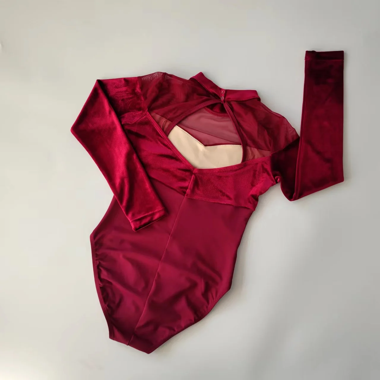 2024 new trendy hot sales royal red velvet women girls long sleeves high neck dance ballet leotards