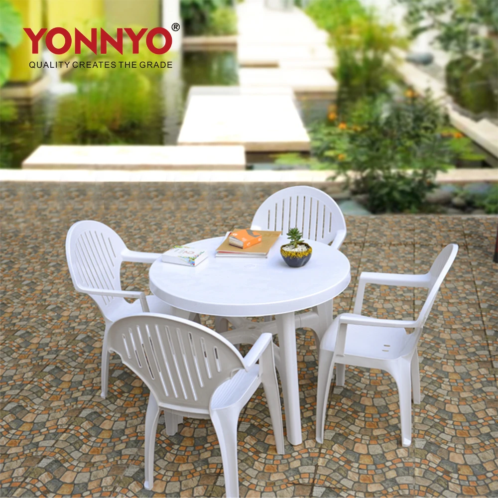 Sale cheap restaurant outdoor round plastic tables and chairs for events