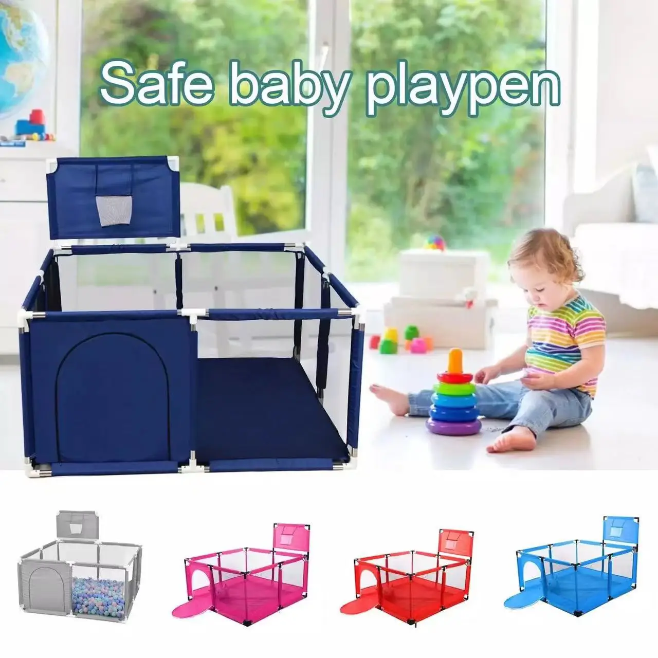Oxford Cloth Baby Playpens Square Baby Travel Cot Folding Baby Playpens