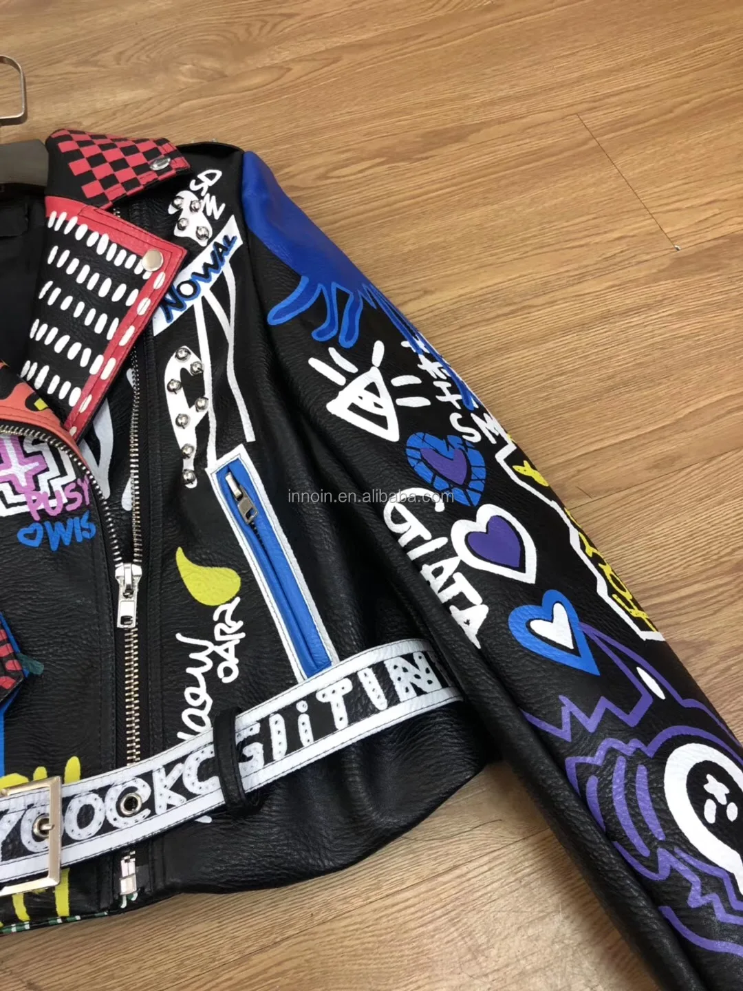 China Custom Ladies Stylish Zipper Sleeve Leather Jacket Fashion Punk  Bike Jacket For Women