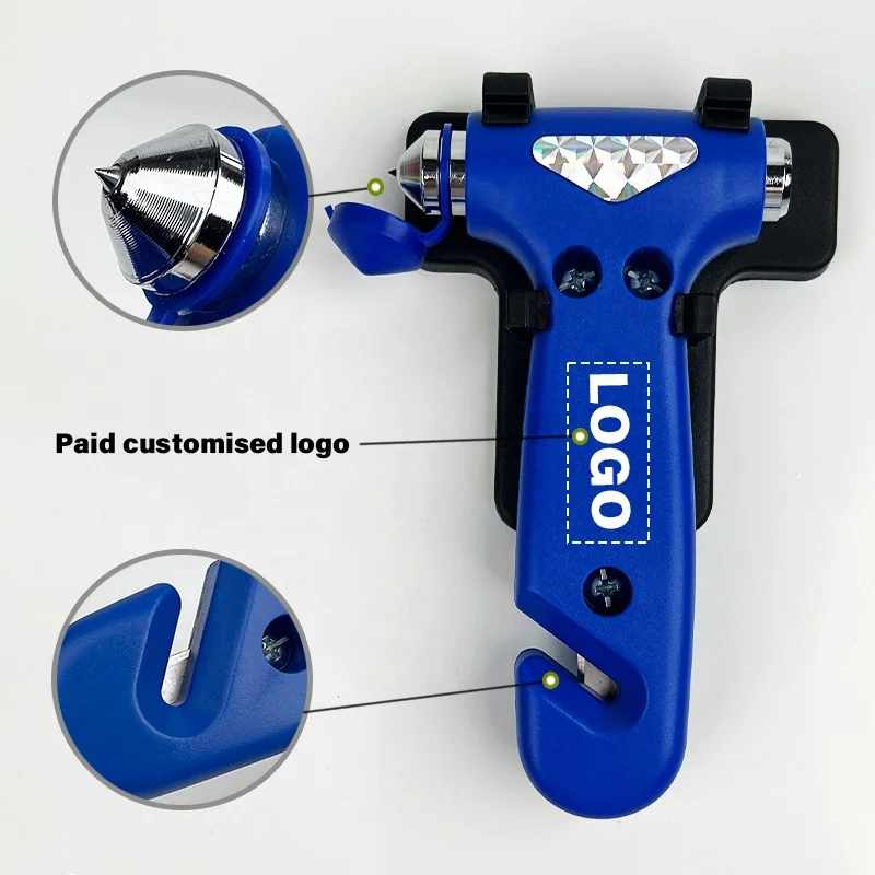Tungsten Steel Head  Emergency Tool Safety Hammer with Seat Belt Cutter Window Glass Breaker with Bracket Escape Tool