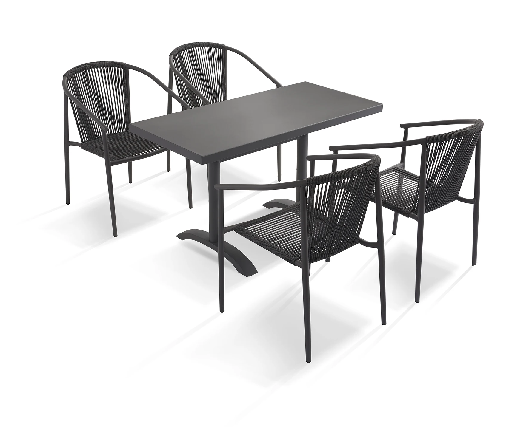 Уличная мебель, Плетеный веревочный садовый Обеденный набор, стол для патио и стул, обеденный стол, набор на 4 места