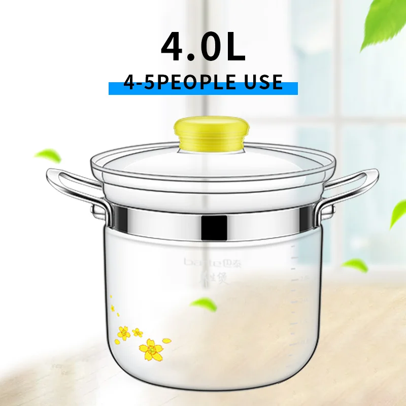 Newly designed borosilicate transparent glass cooking pot set with stainless steel